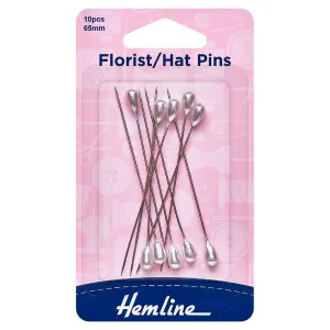 10 x Hemline Pins Florist-Hat 65mm Nickel Macramé Decor Crafts