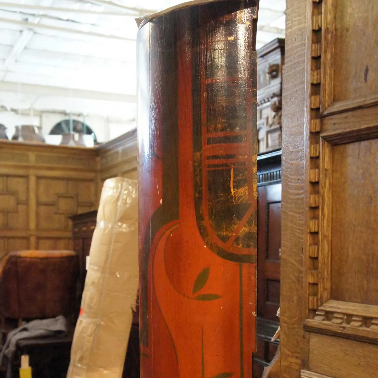 11 German Art Deco Walnut and Pine Painted Architectural Wall Panels