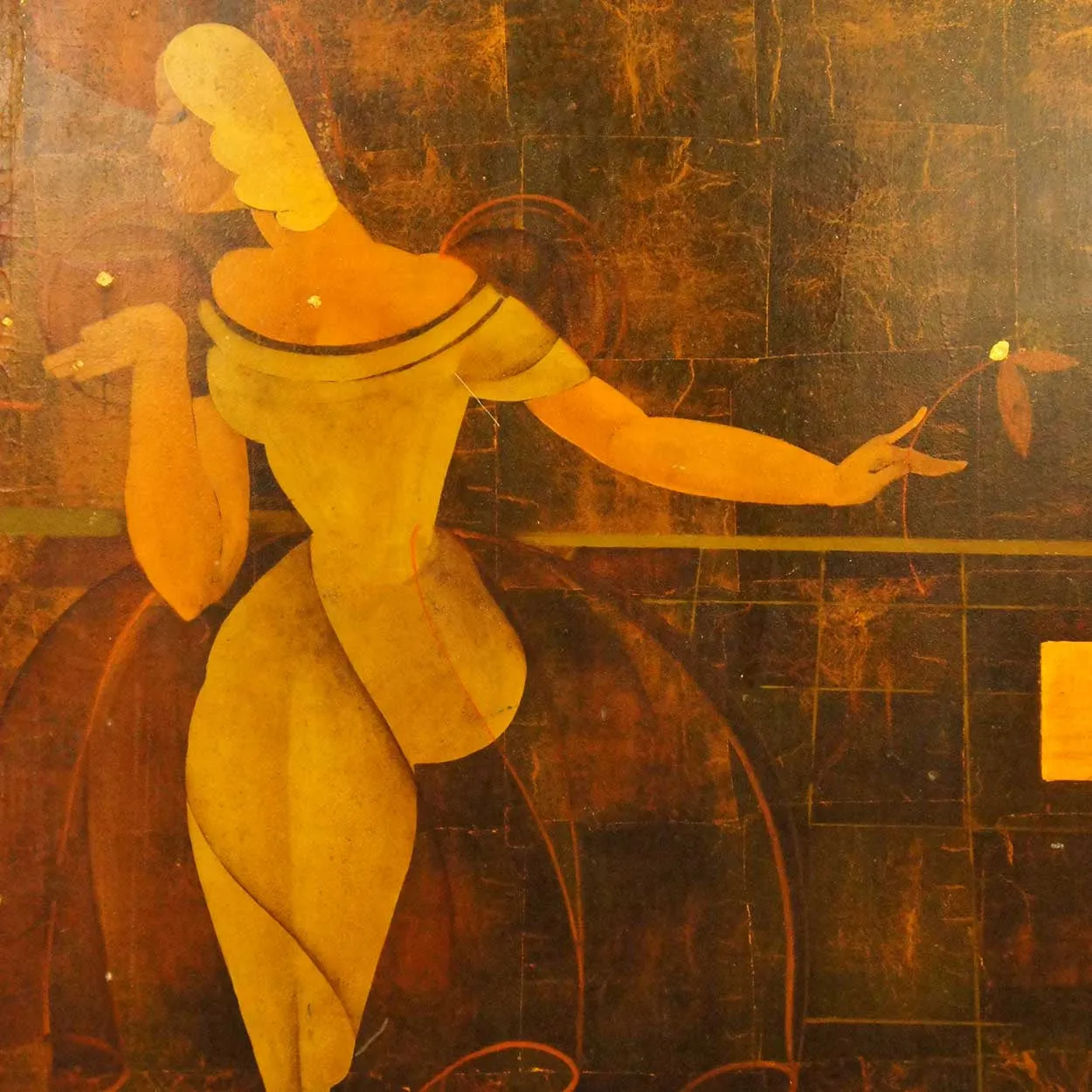 11 German Art Deco Walnut and Pine Painted Architectural Wall Panels