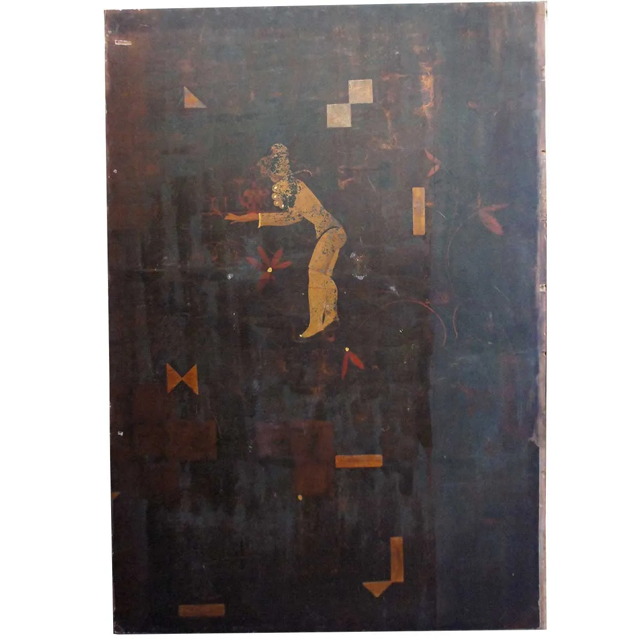11 German Art Deco Walnut and Pine Painted Architectural Wall Panels