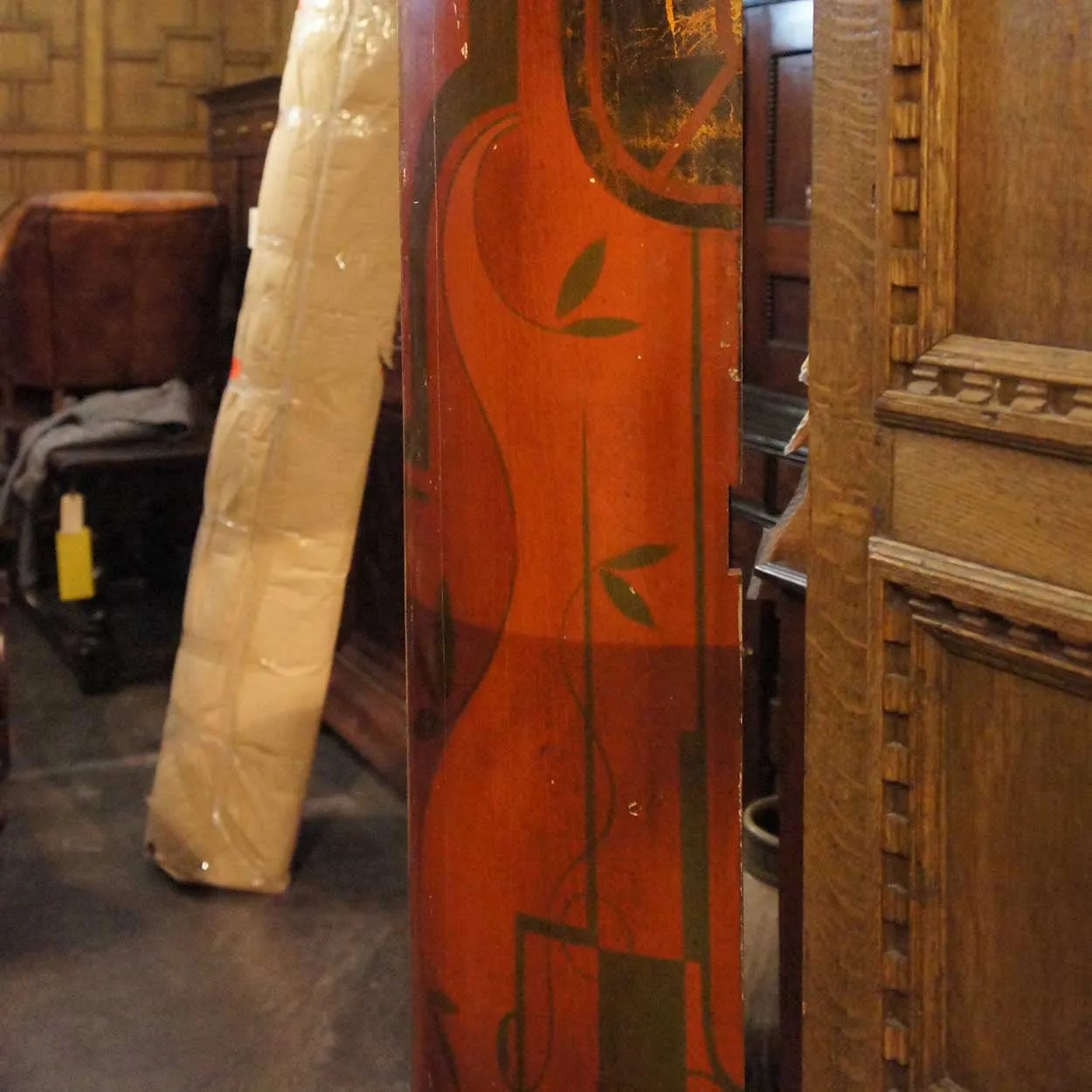 11 German Art Deco Walnut and Pine Painted Architectural Wall Panels