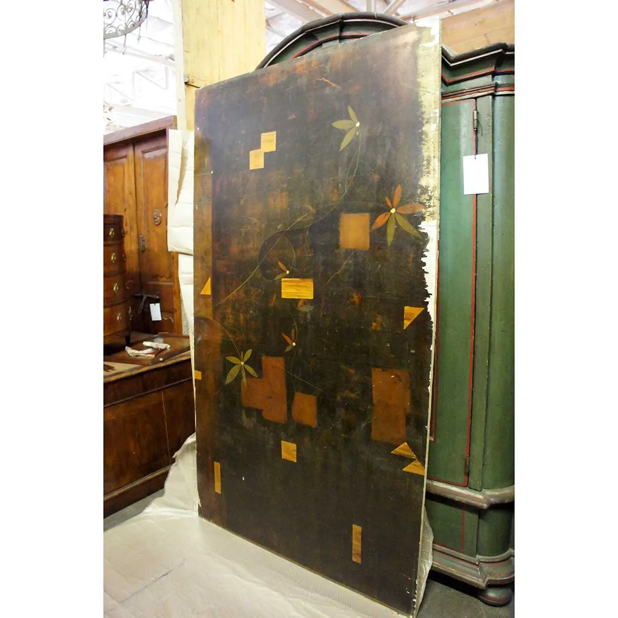 11 German Art Deco Walnut and Pine Painted Architectural Wall Panels