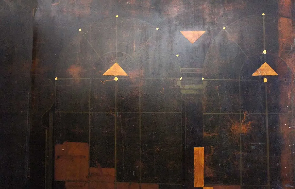 11 German Art Deco Walnut and Pine Painted Architectural Wall Panels