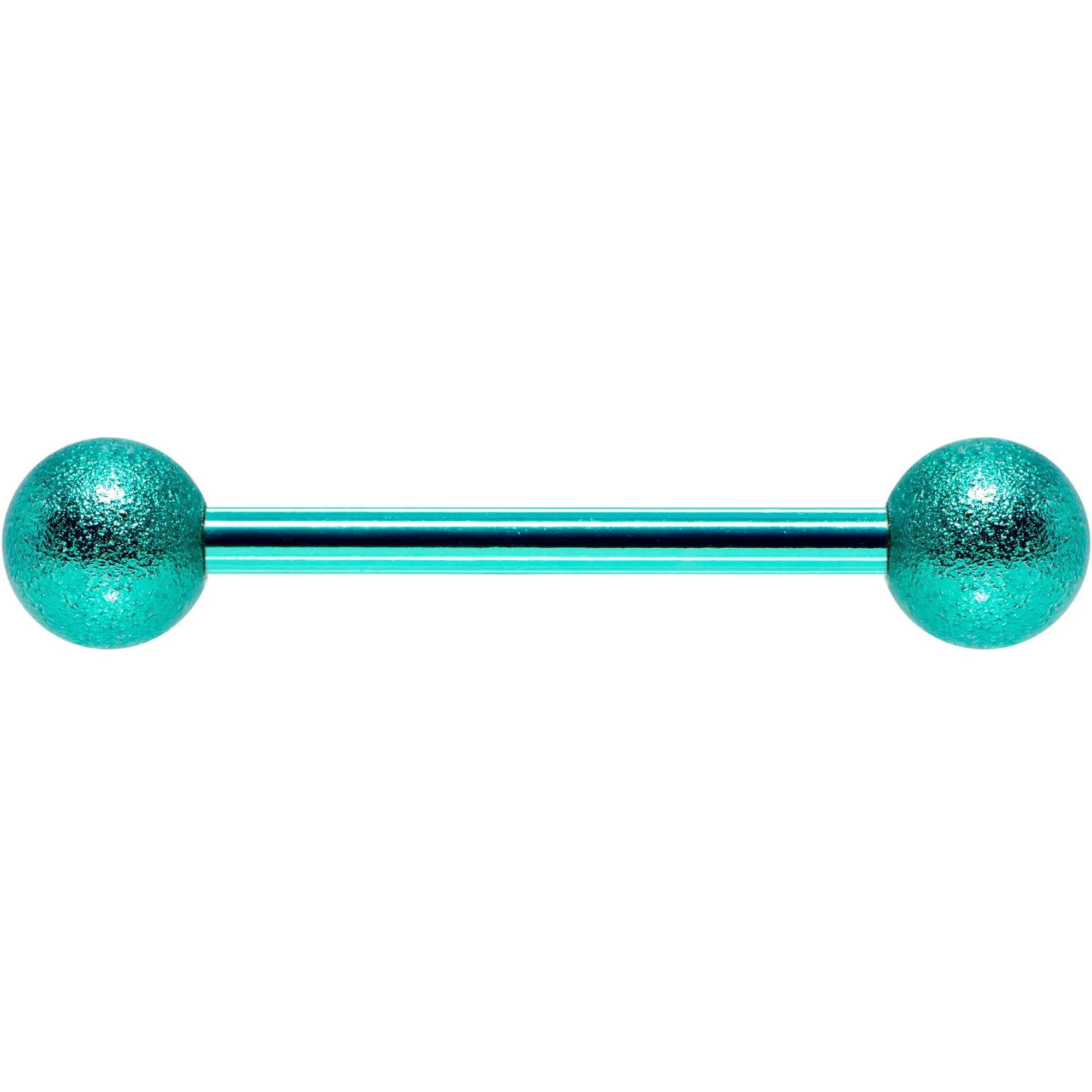 14 Gauge 5/8 Green Color PVD Sandblasted Barbell Tongue Ring