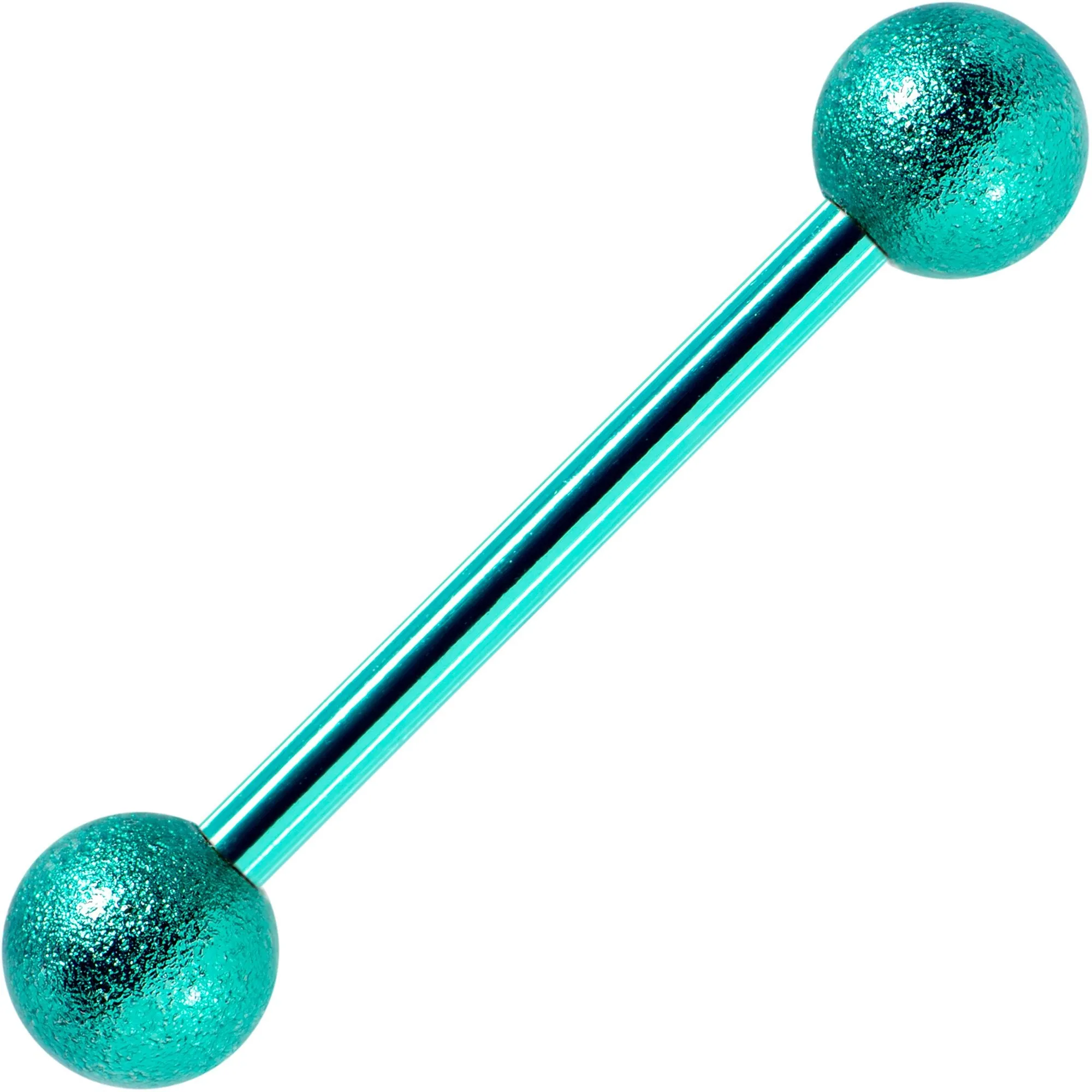 14 Gauge 5/8 Green Color PVD Sandblasted Barbell Tongue Ring