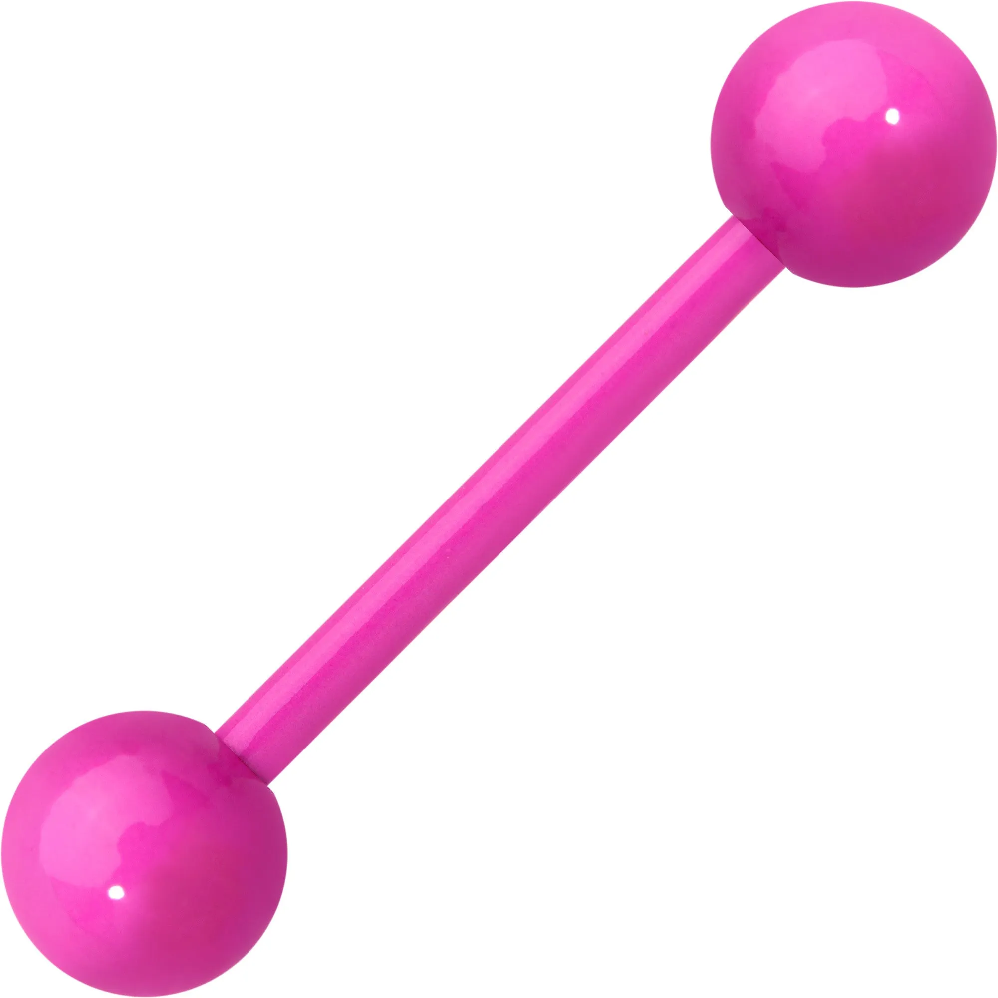14 Gauge 5/8 Pink Acrylic Over Steel Barbell Tongue Ring