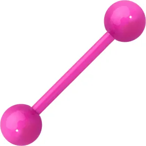 14 Gauge 5/8 Pink Acrylic Over Steel Barbell Tongue Ring