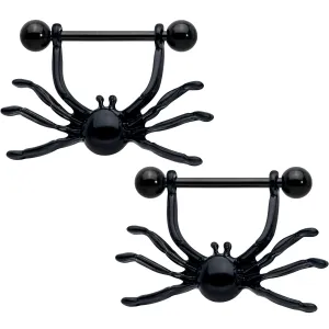 14 Gauge 9/16 Black Leggy Spiders Nipple Shield Set