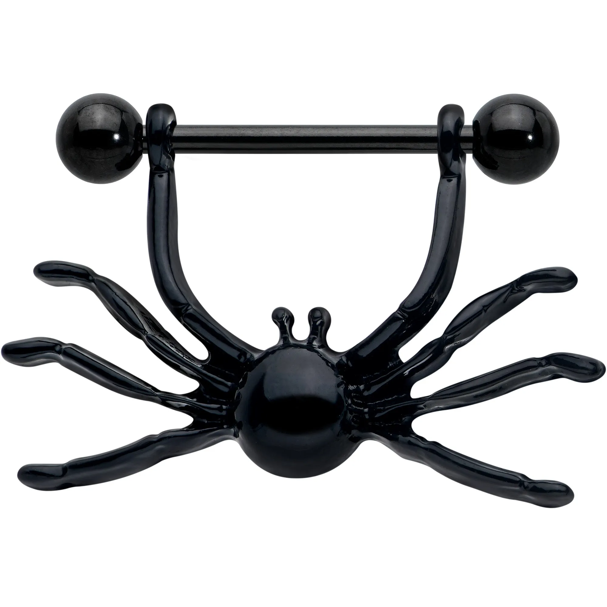 14 Gauge 9/16 Black Leggy Spiders Nipple Shield Set