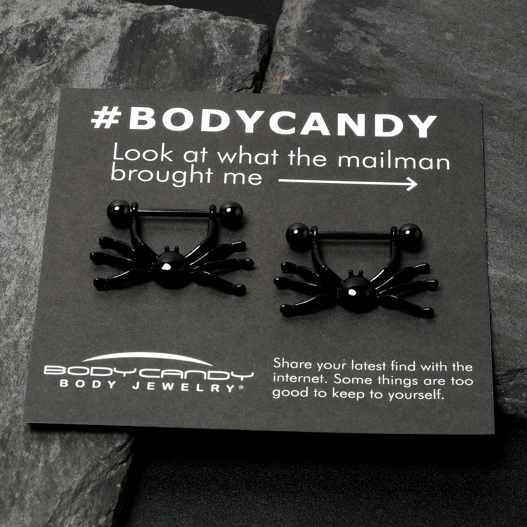 14 Gauge 9/16 Black Leggy Spiders Nipple Shield Set