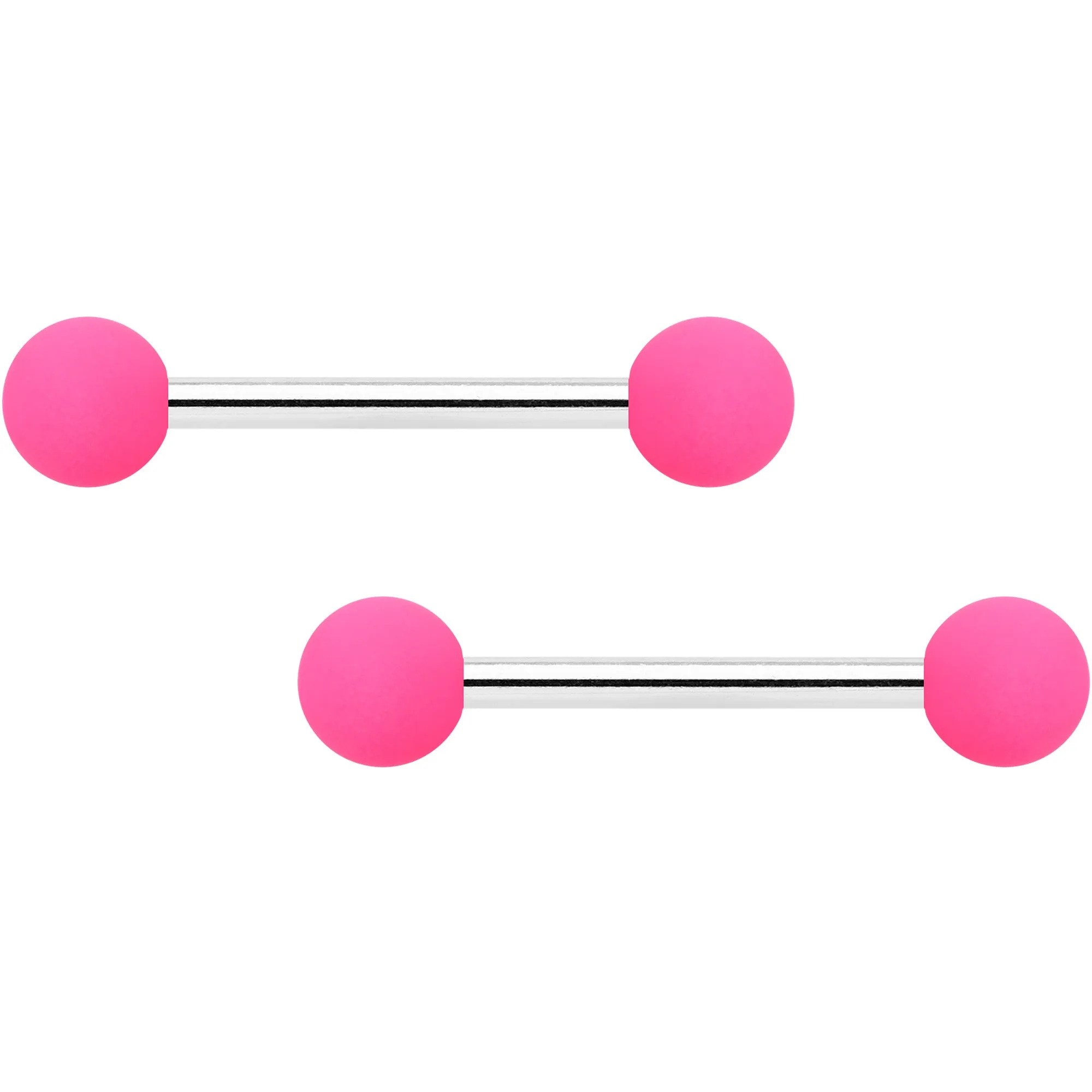 14 Gauge 9/16 Hot Pink Grey Matte Barbell Nipple Ring Set of 4
