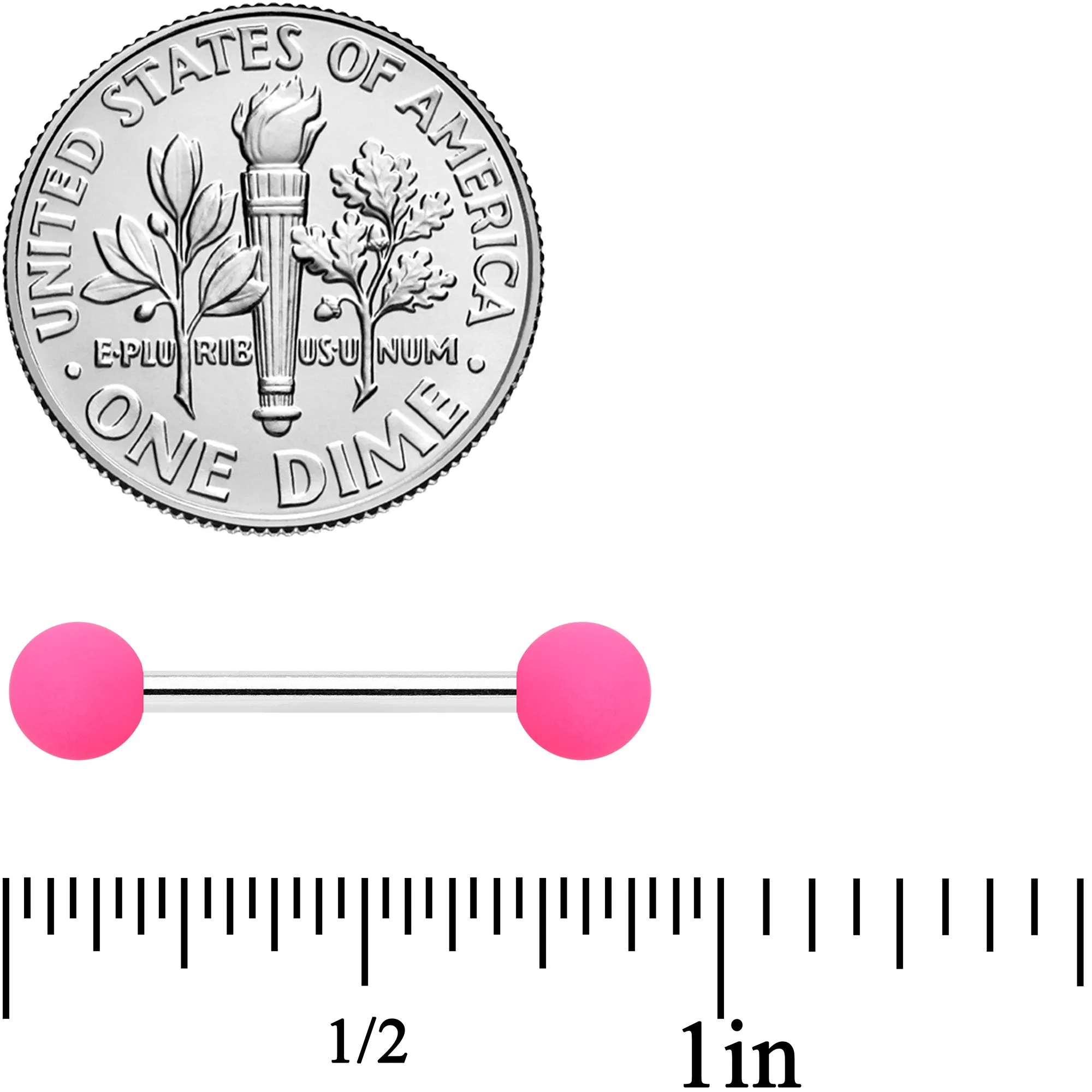 14 Gauge 9/16 Hot Pink Grey Matte Barbell Nipple Ring Set of 4