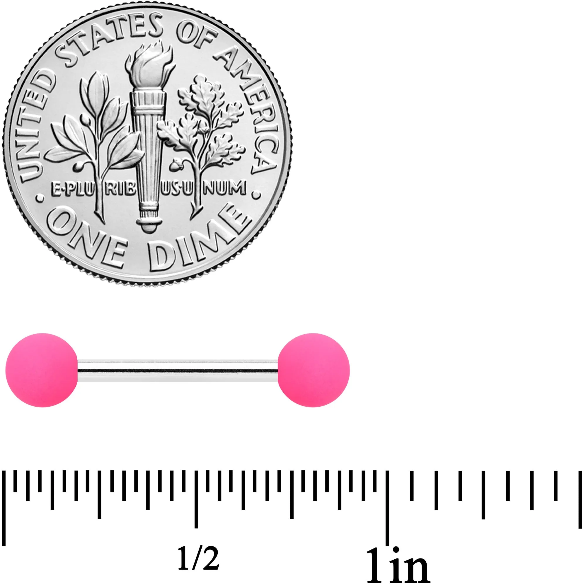 14 Gauge 9/16 Hot Pink Matte Barbell Nipple Ring Set