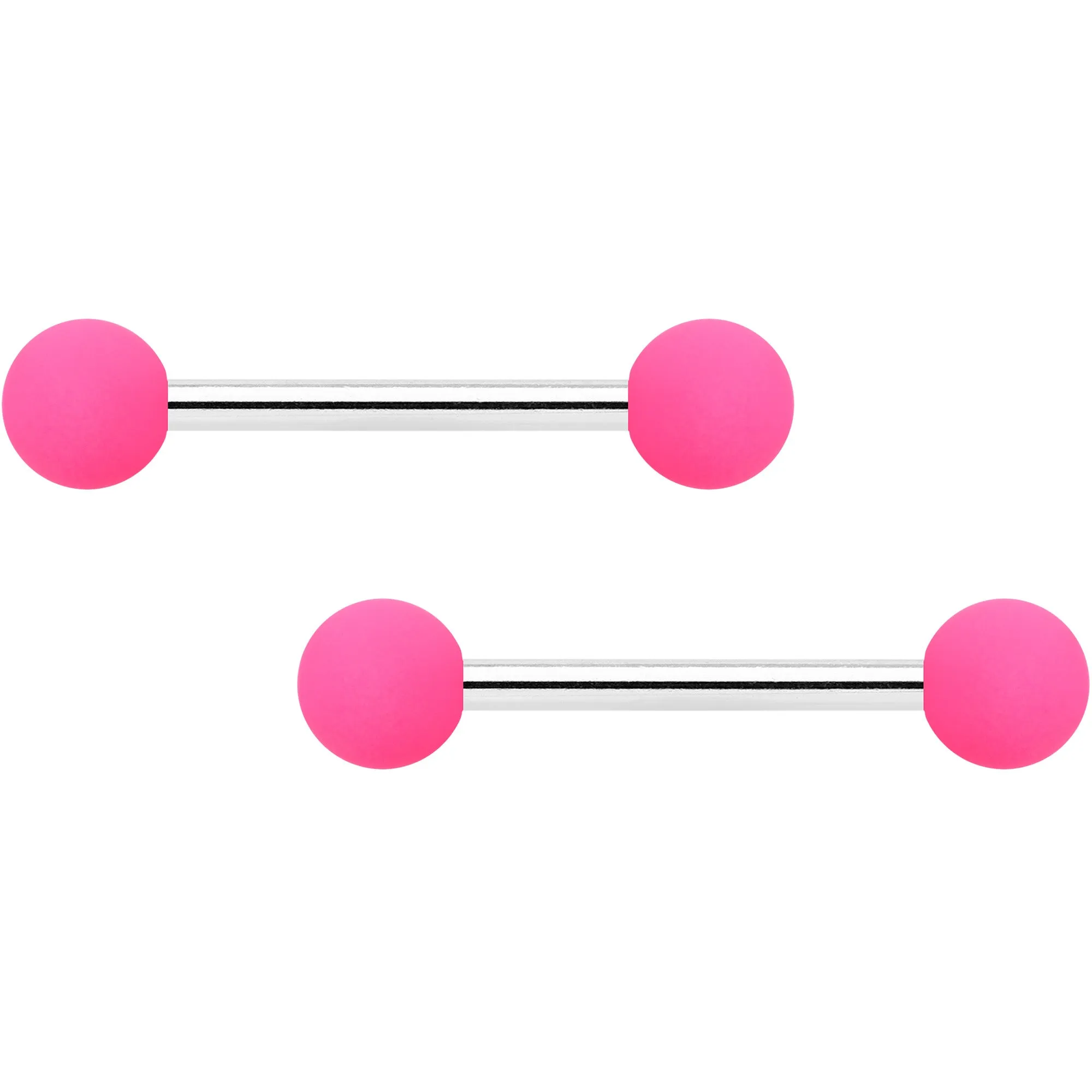 14 Gauge 9/16 Hot Pink Matte Barbell Nipple Ring Set
