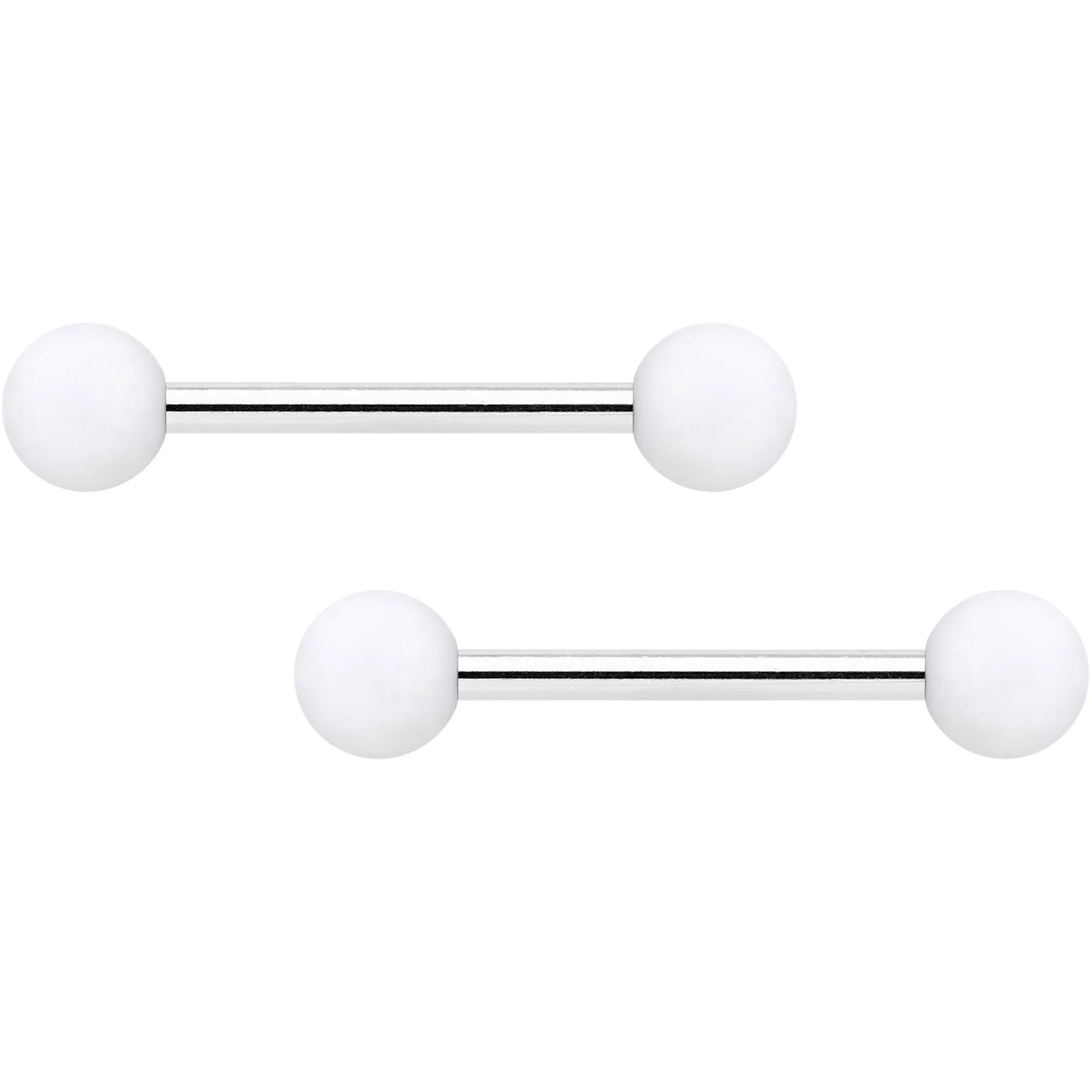 14 Gauge 9/16 Hot Pink White Matte Barbell Nipple Ring Set of 4