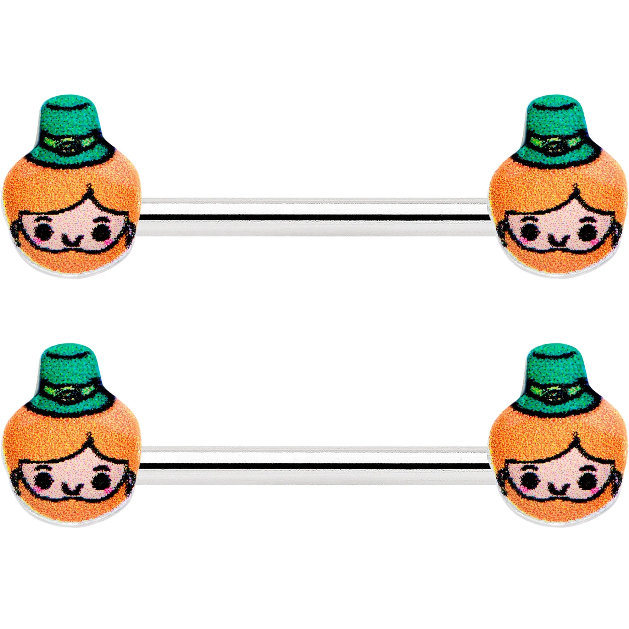 14 Gauge 9/16 Sweet Happy Leprechaun St Patricks Day Nipple Ring Set
