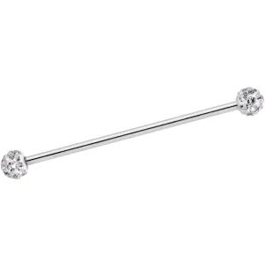 14 Gauge Clear Gem Cluster End Straight Industrial Barbell 38mm