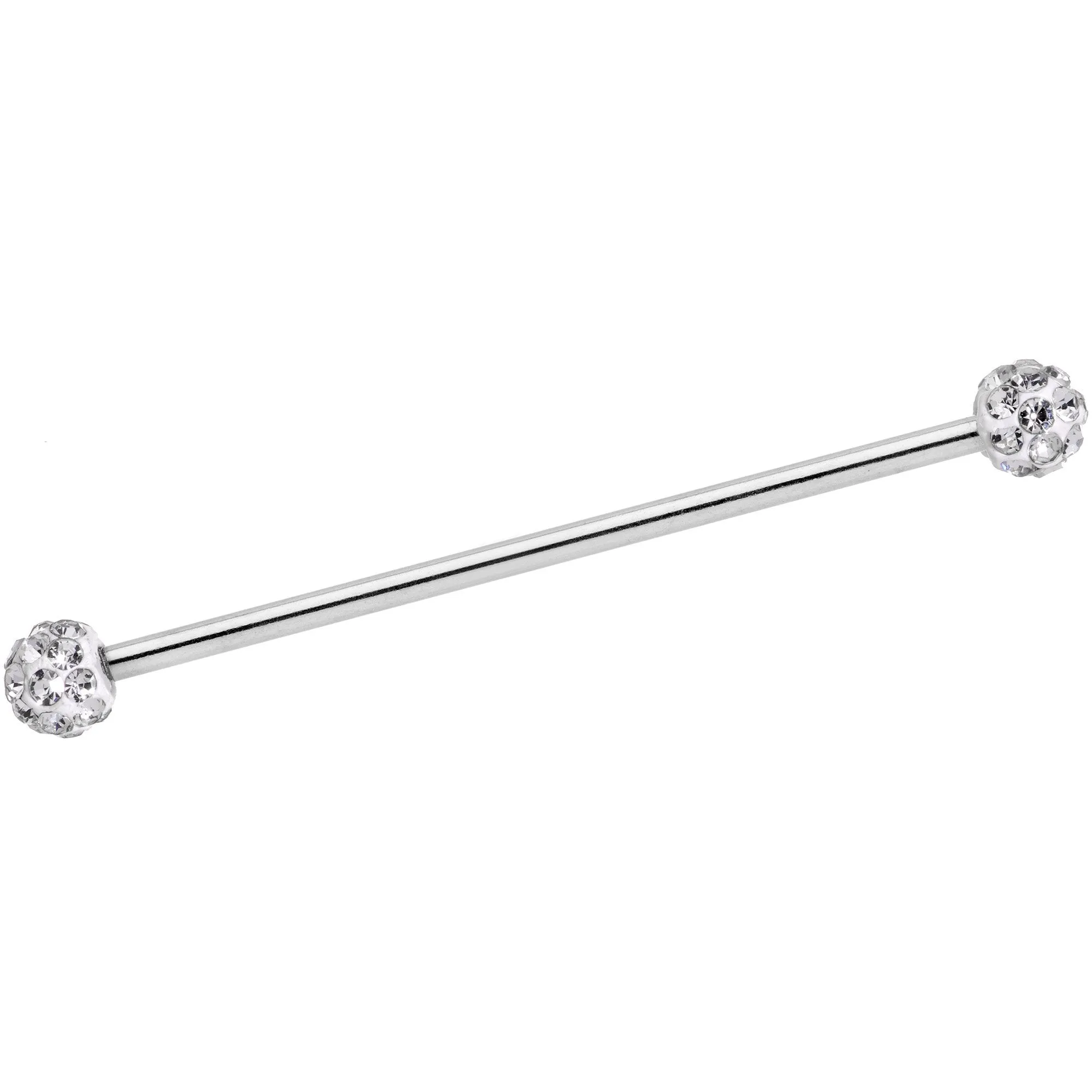 14 Gauge Clear Gem Cluster End Straight Industrial Barbell 38mm