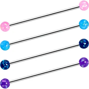 14 Gauge Pink Blue Purple Faux Opal Pack Industrial Barbell Set of 4
