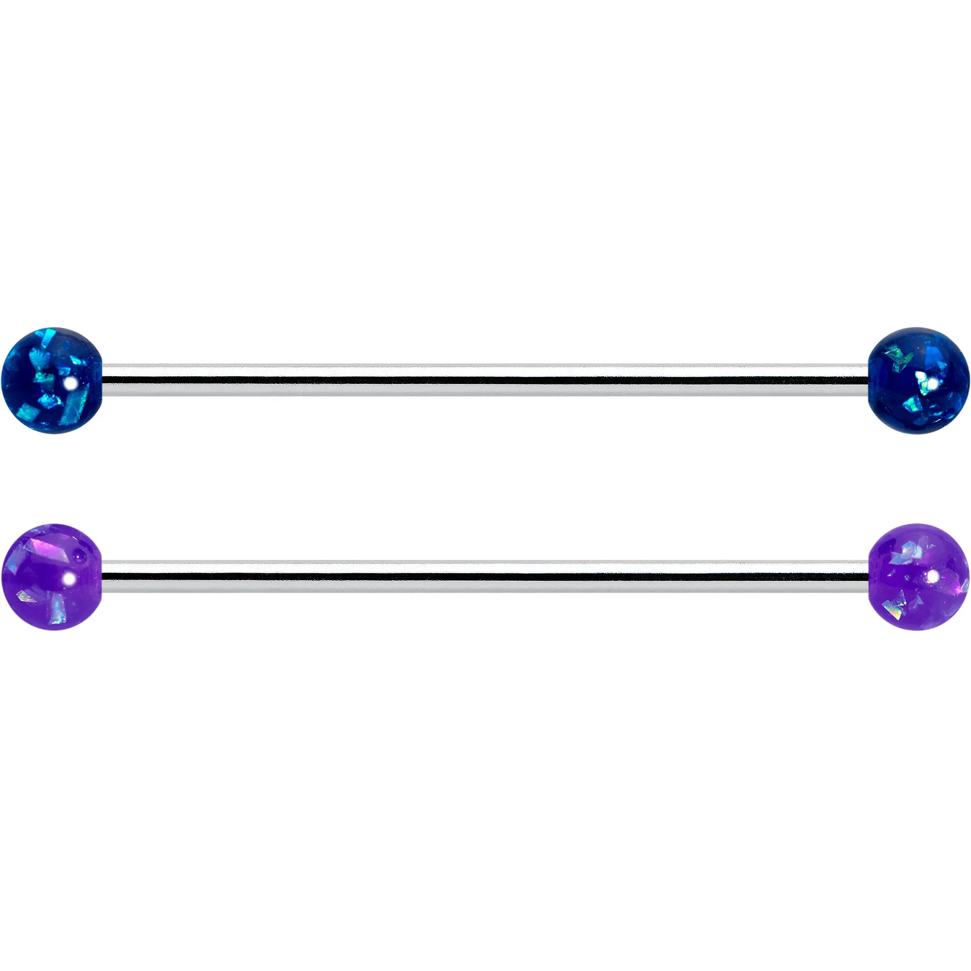 14 Gauge Pink Blue Purple Faux Opal Pack Industrial Barbell Set of 4