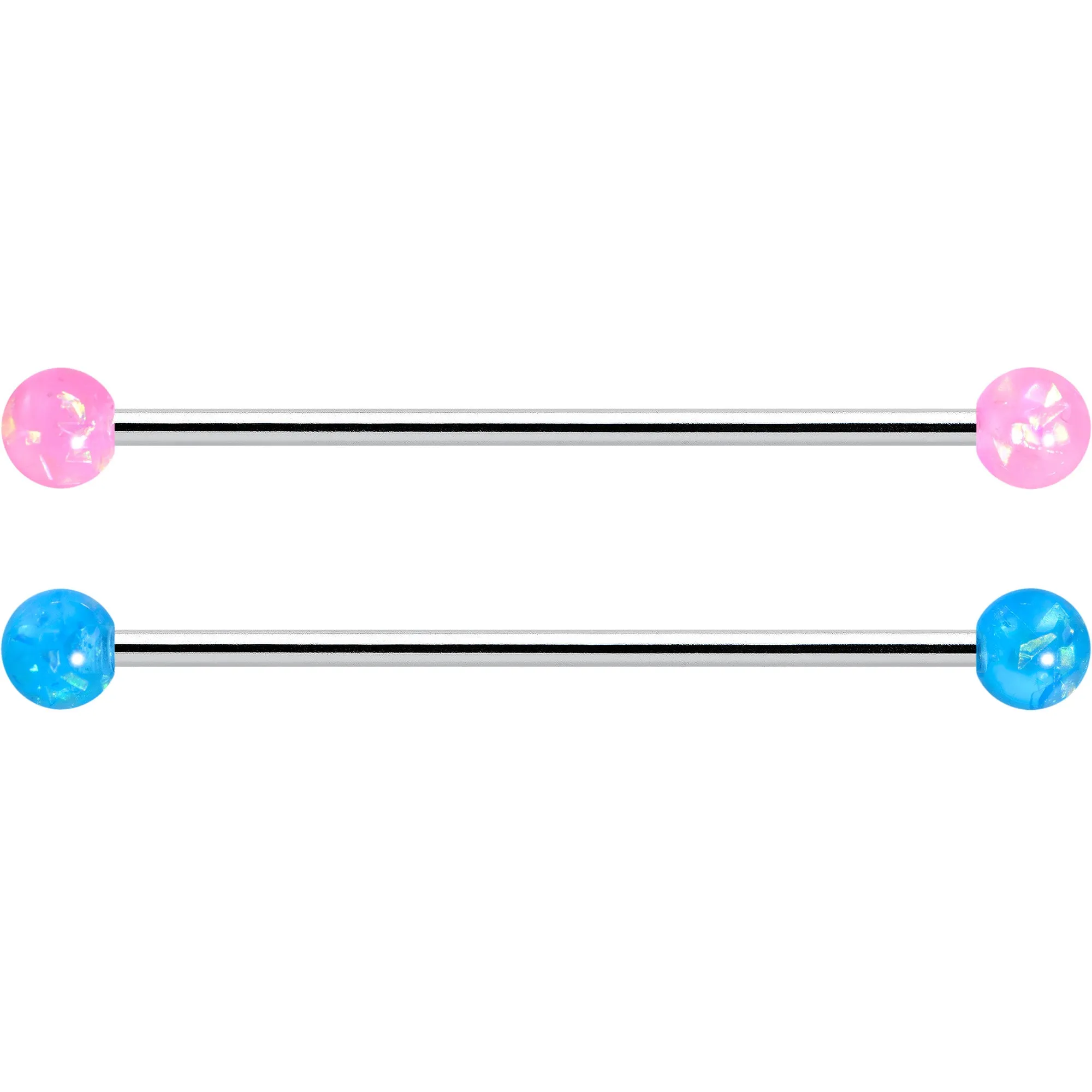 14 Gauge Pink Blue Purple Faux Opal Pack Industrial Barbell Set of 4