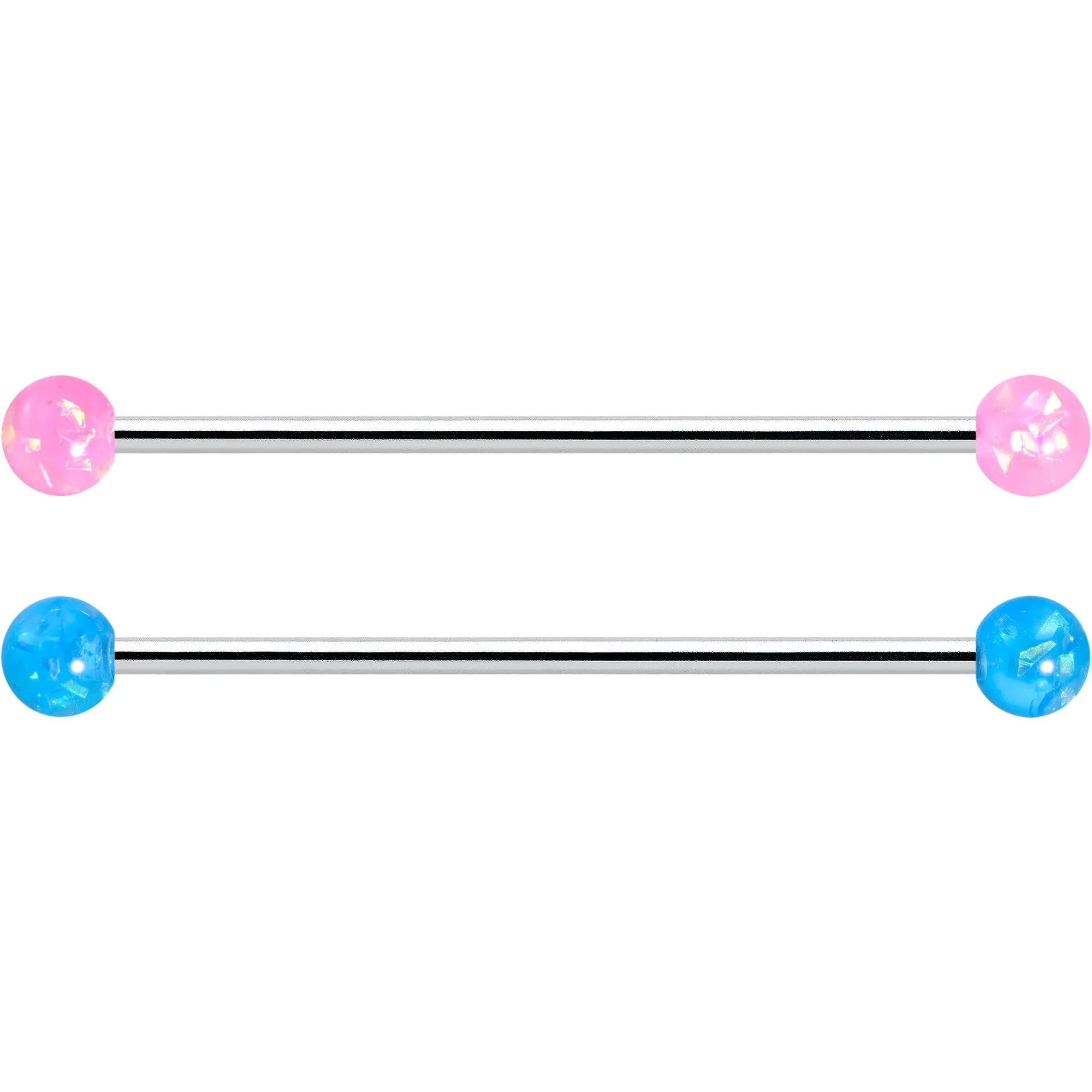 14 Gauge Pink White Purple Faux Opal Pack Industrial Barbell Set of 4