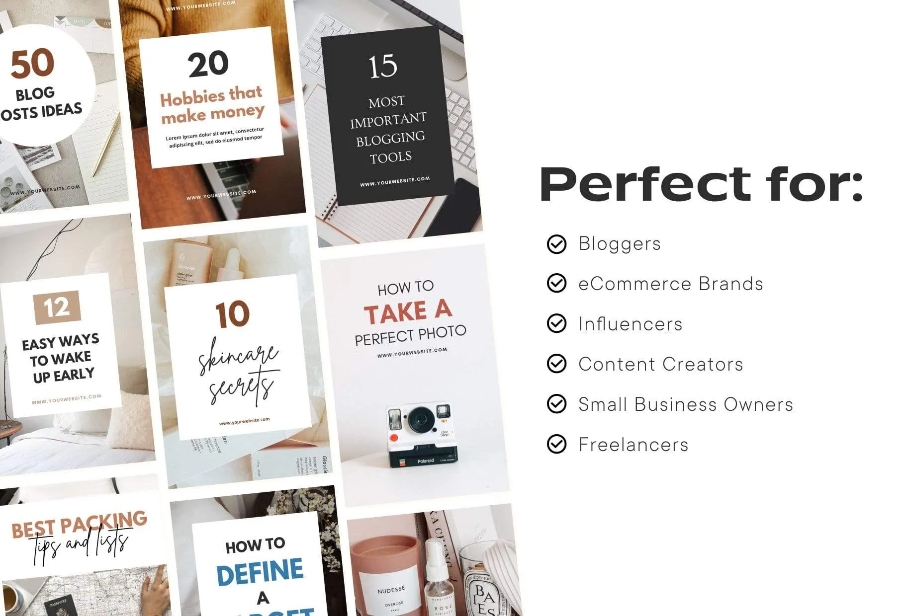 14 Modern Pinterest Templates for Bloggers and Coaches in All Industries Editable Canva Template Pack 02