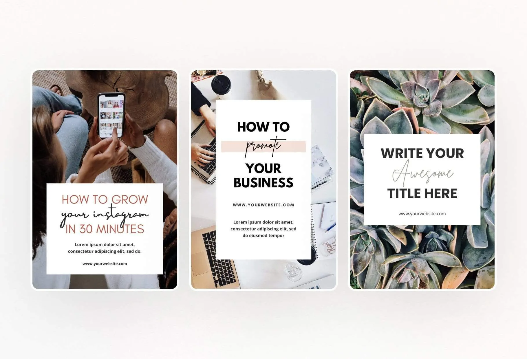 14 Modern Pinterest Templates for Bloggers and Coaches in All Industries Editable Canva Template Pack 02