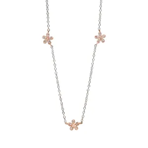 14K Gold Pavé Diamond Triple Daisy Necklace