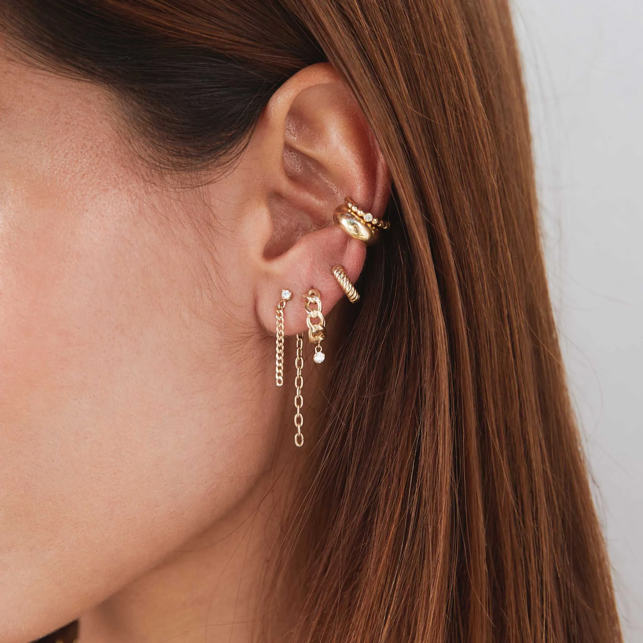 14k Gold Twisted Thick Huggie Hoops