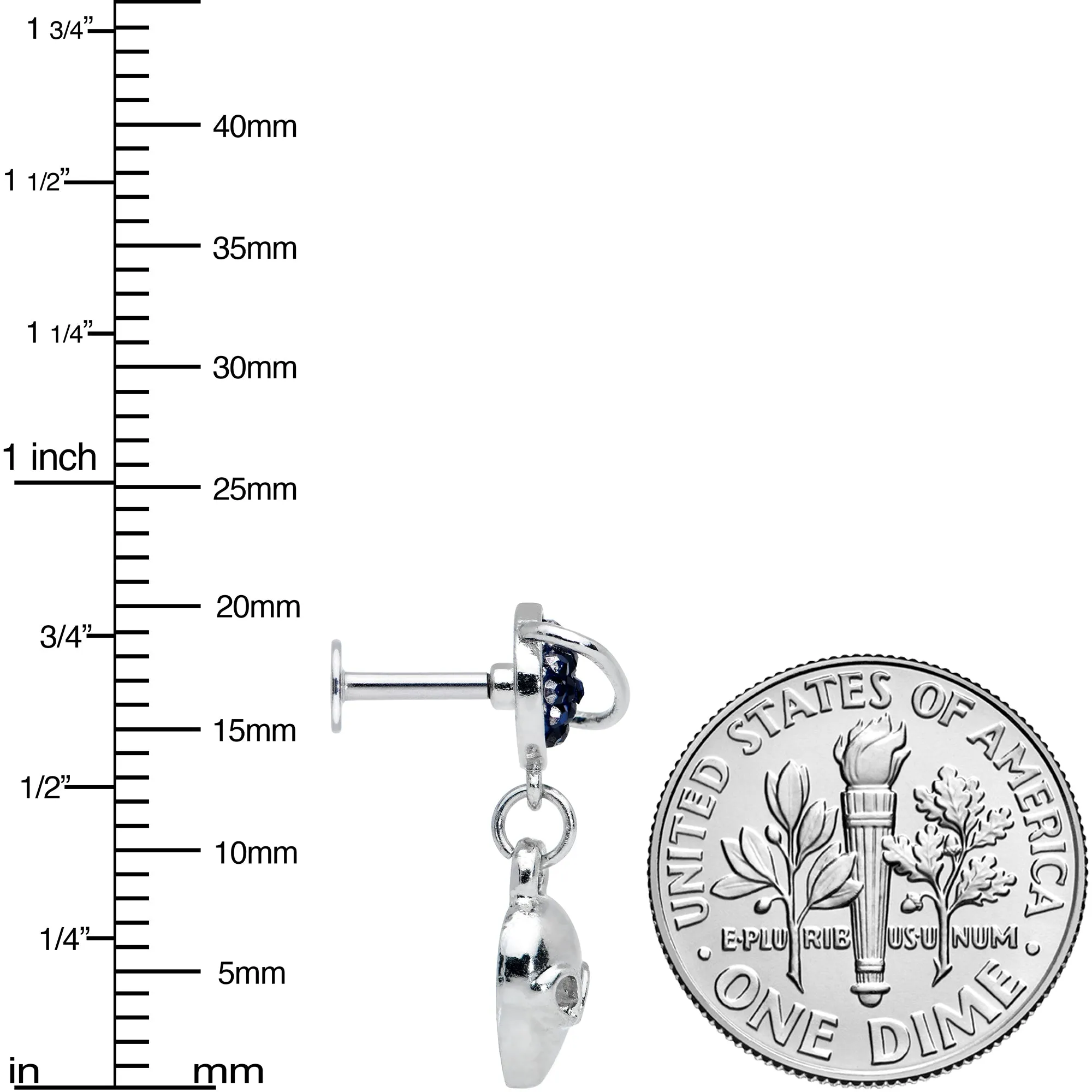 16 Gauge 1/4 Alien Blue Planet Dangle Labret Monroe Tragus