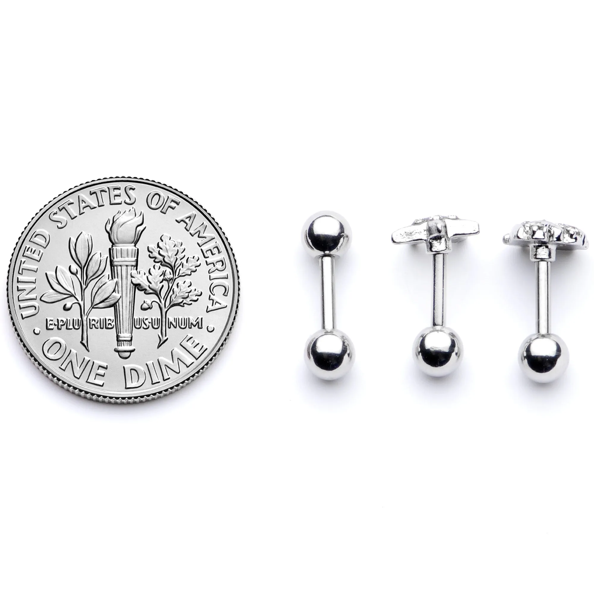 16 Gauge 1/4 Clear Gem Starfish Nautical Cartilage Tragus Set of 3