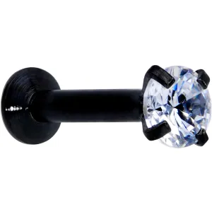 16 Gauge 1/4 CZ Gem Black 3mm Threadless Push In Labret Tragus