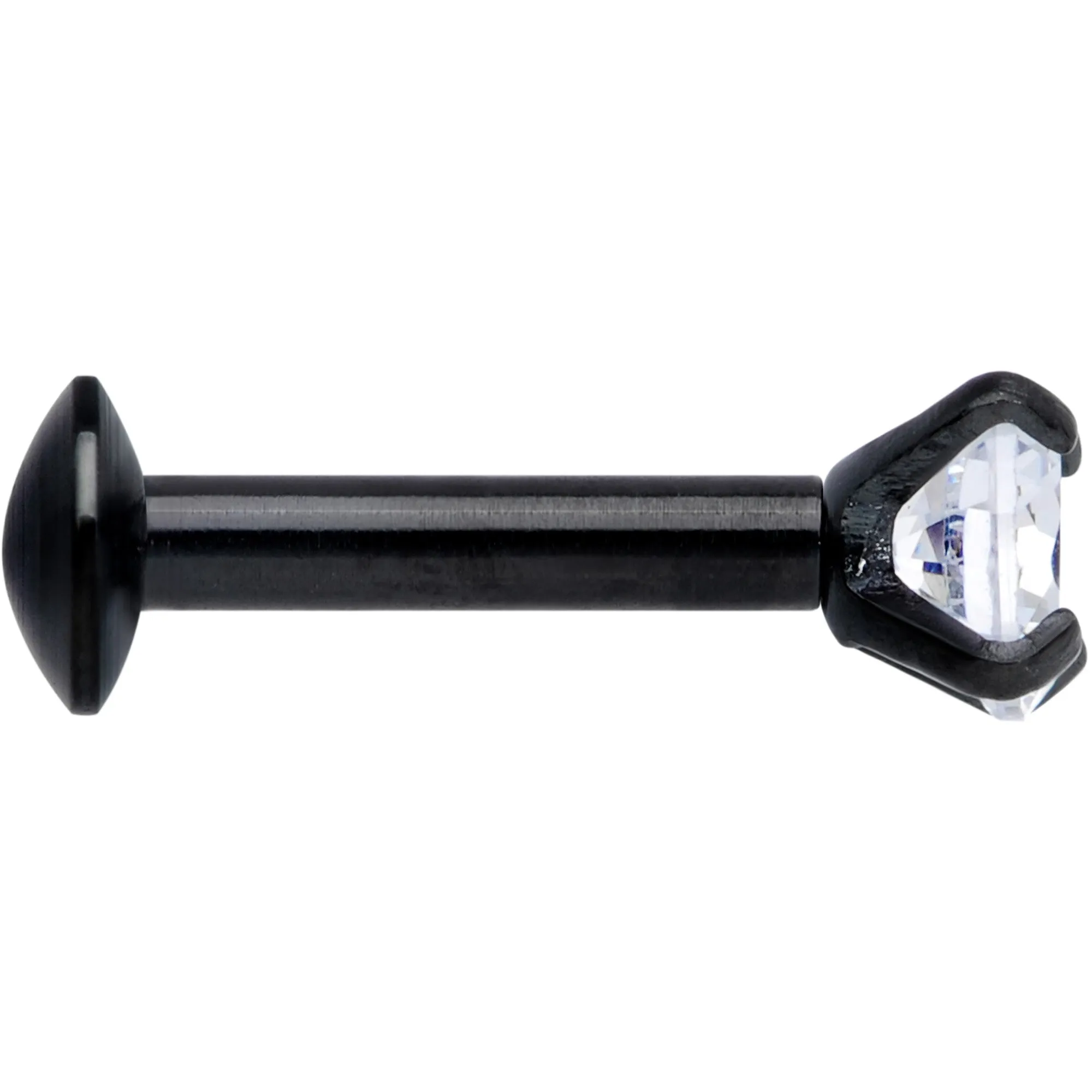 16 Gauge 1/4 CZ Gem Black 3mm Threadless Push In Labret Tragus