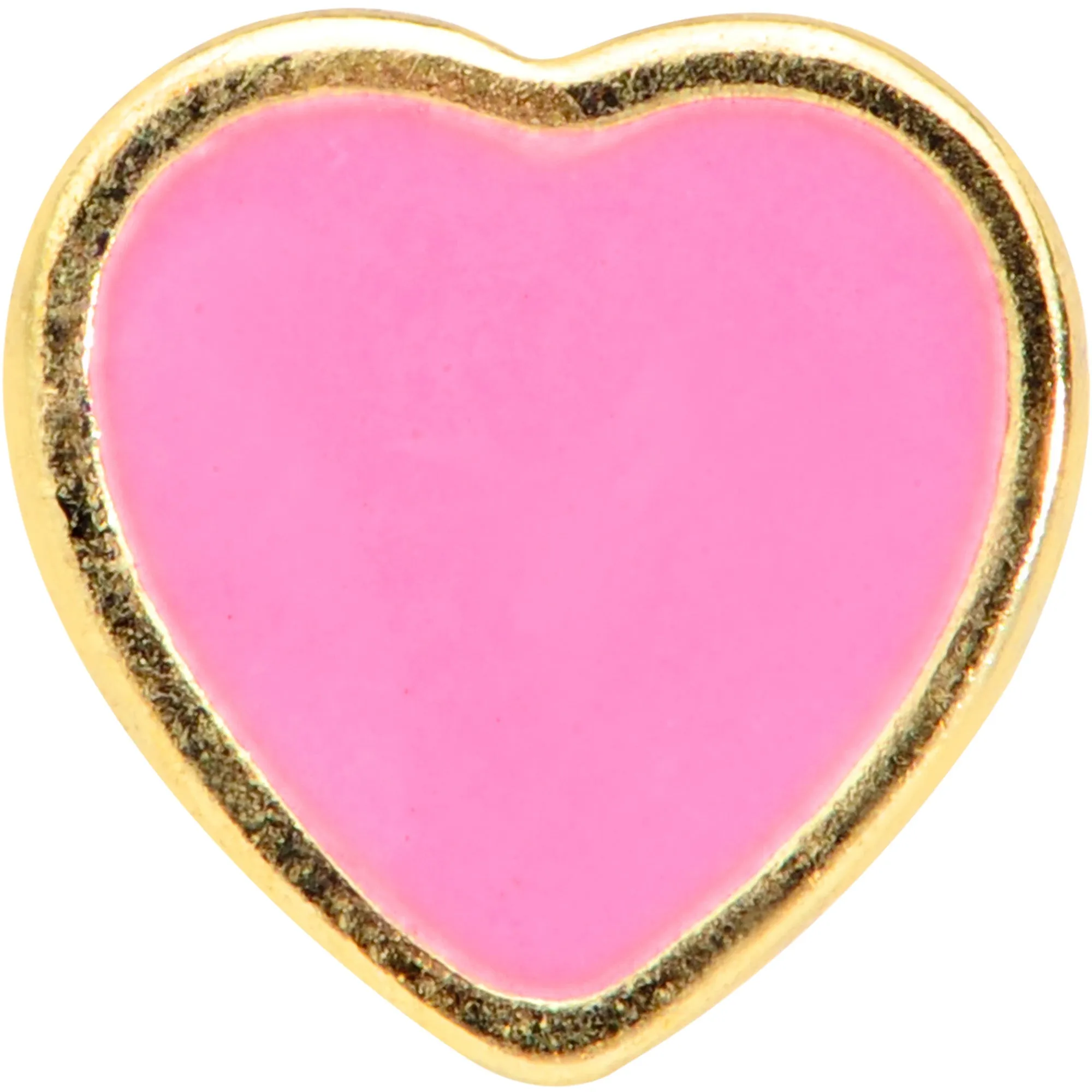 16 Gauge 1/4 Gold Tone Pink Heart Cartilage Tragus Earring