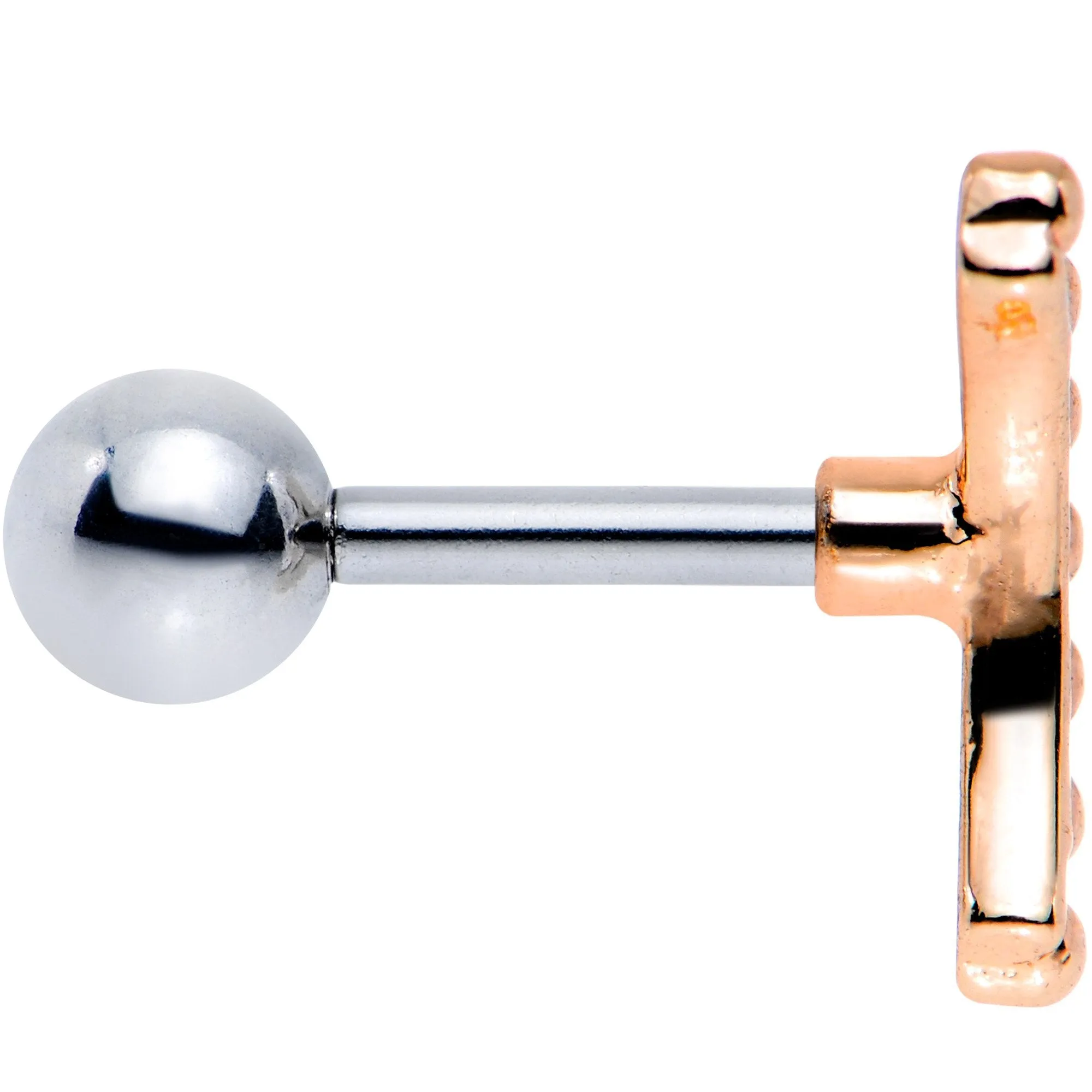 16 Gauge 1/4 Rose Gold Tone Crescent Arc Cartilage Tragus Earring