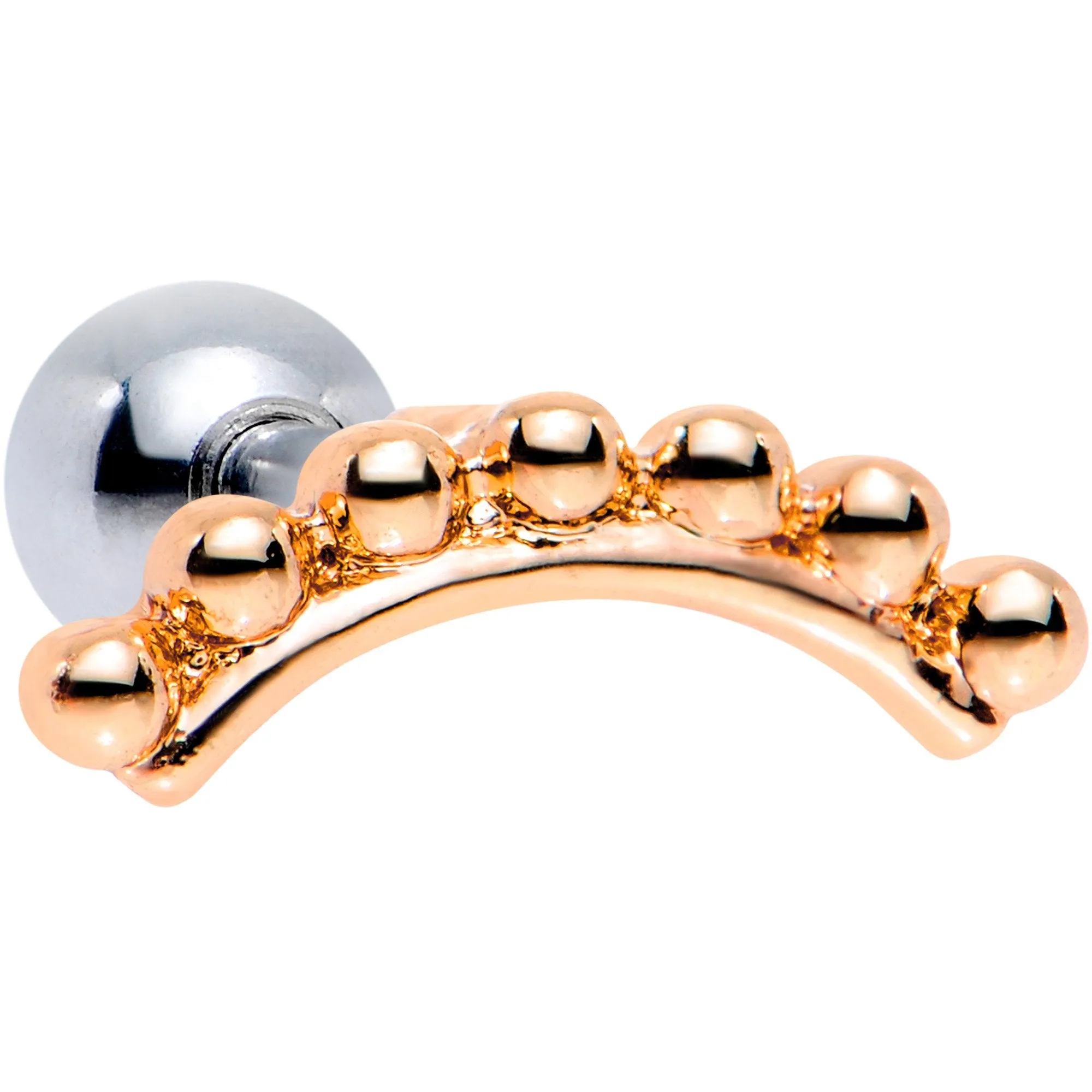 16 Gauge 1/4 Rose Gold Tone Crescent Arc Cartilage Tragus Earring