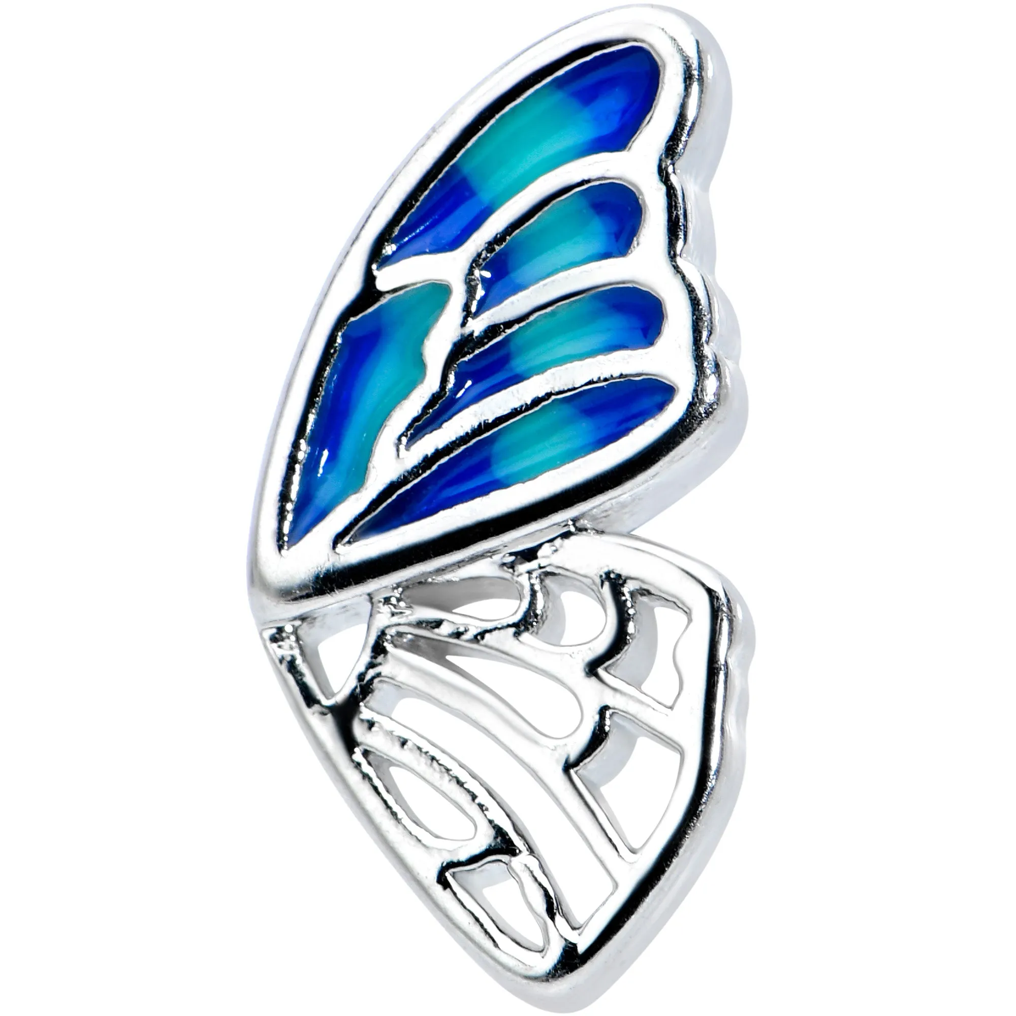 16 Gauge 1/4 Simple Blue Butterfly Wing Cartilage Tragus Earring