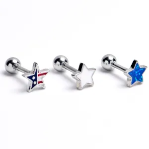 16 Gauge 1/4 Stars Flag Patriotic Cartilage Tragus Earring Curation Set of 3