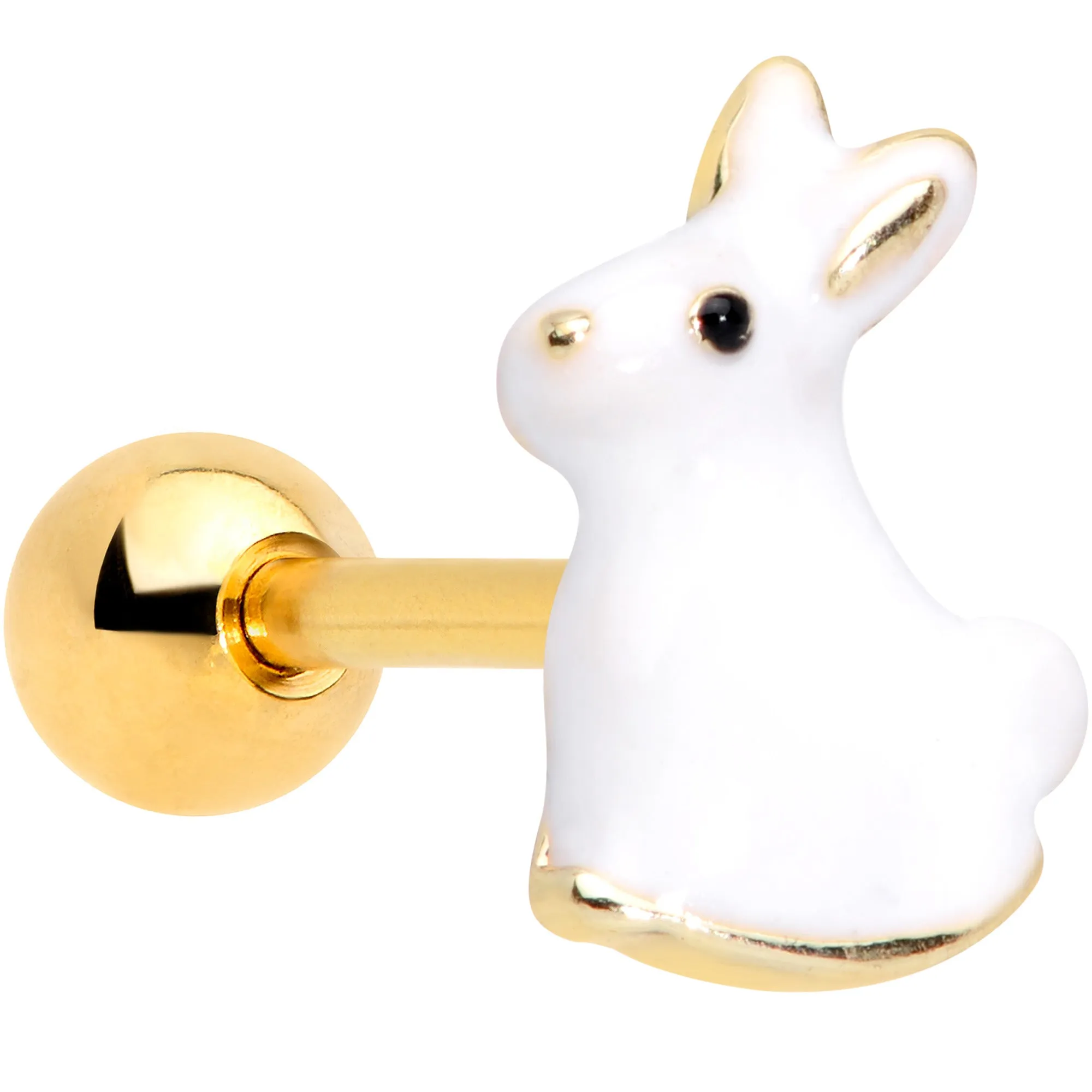 16 Gauge 1/4 White Easter Bunny Rabbit Cartilage Tragus Earring