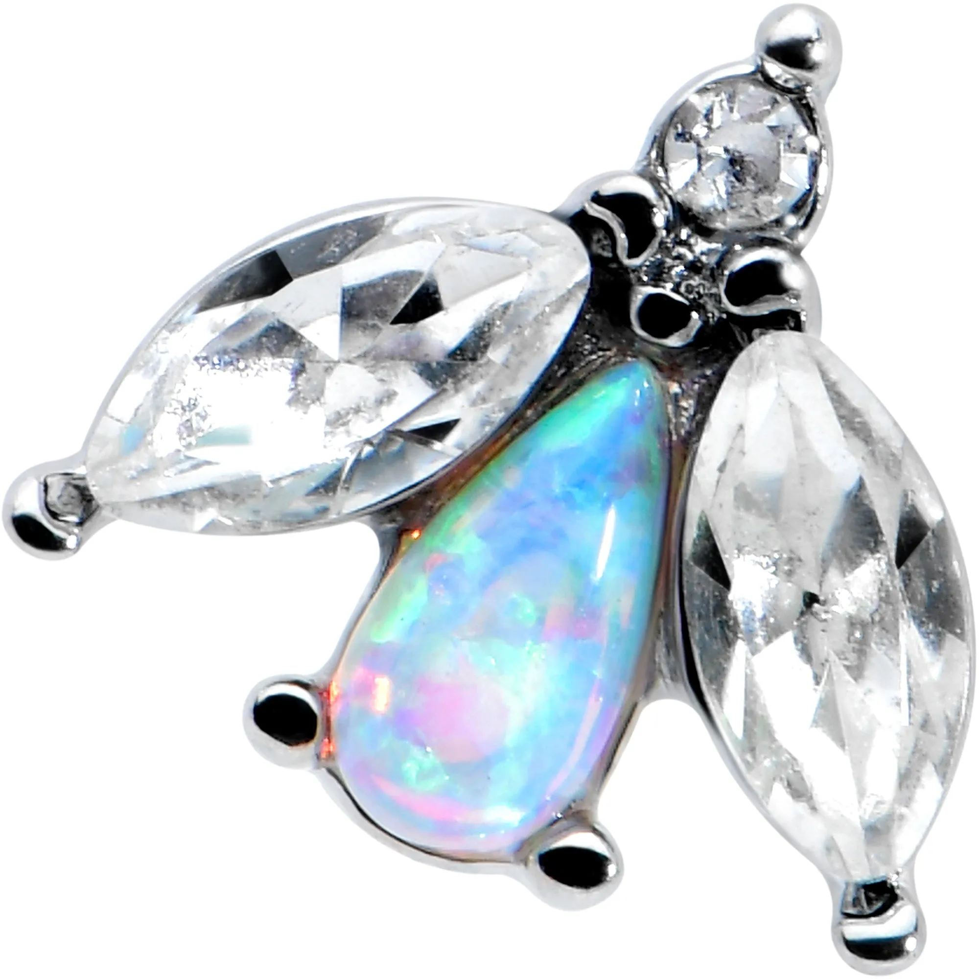 16 Gauge 1/4 White Synthetic Opal Flower Cartilage Tragus Earring
