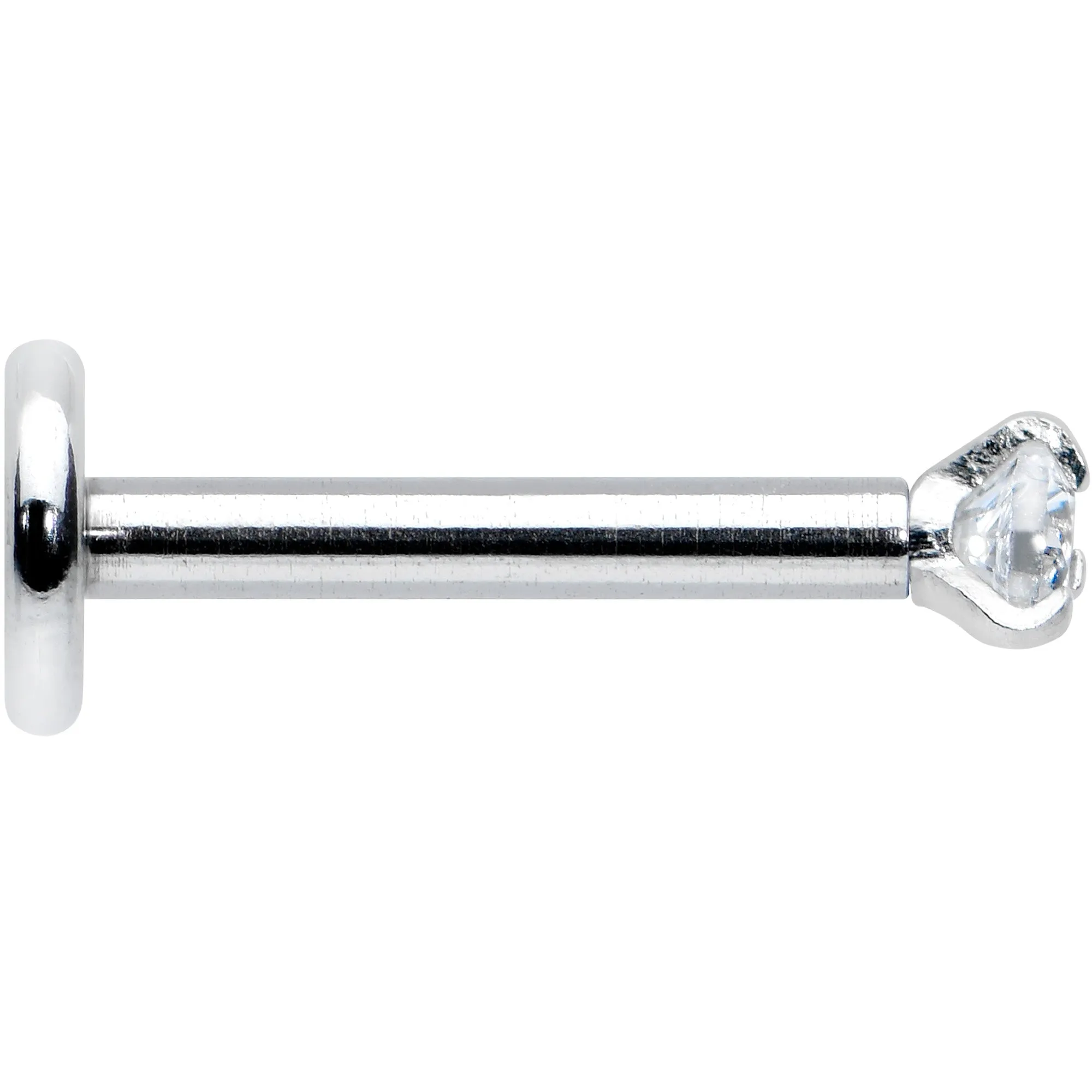 16 Gauge 5/16 Clear Gem 2mm Internally Threaded Labret Monroe Tragus