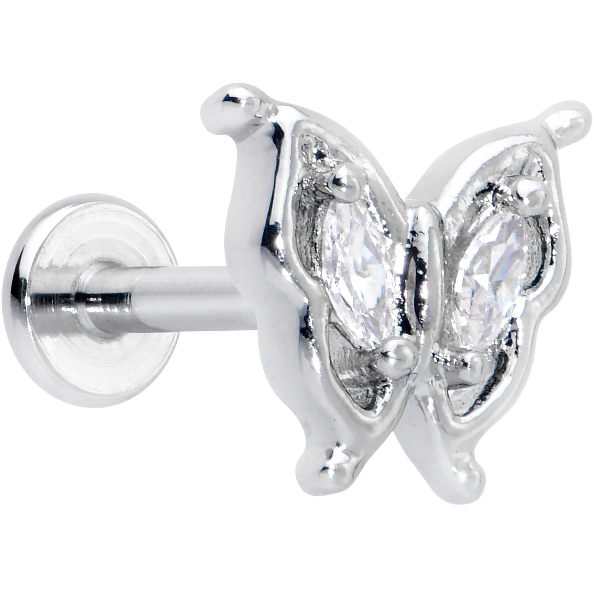 16 Gauge 5/16 Clear Gem Fancy Fab Butterfly Internally Threaded Labret