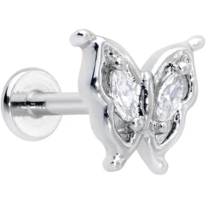 16 Gauge 5/16 Clear Gem Fancy Fab Butterfly Internally Threaded Labret