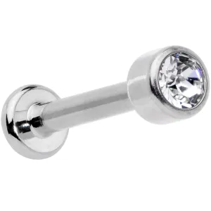 16 Gauge 5/16 Clear Gem Grade 23 Titanium Internally Threaded Labret