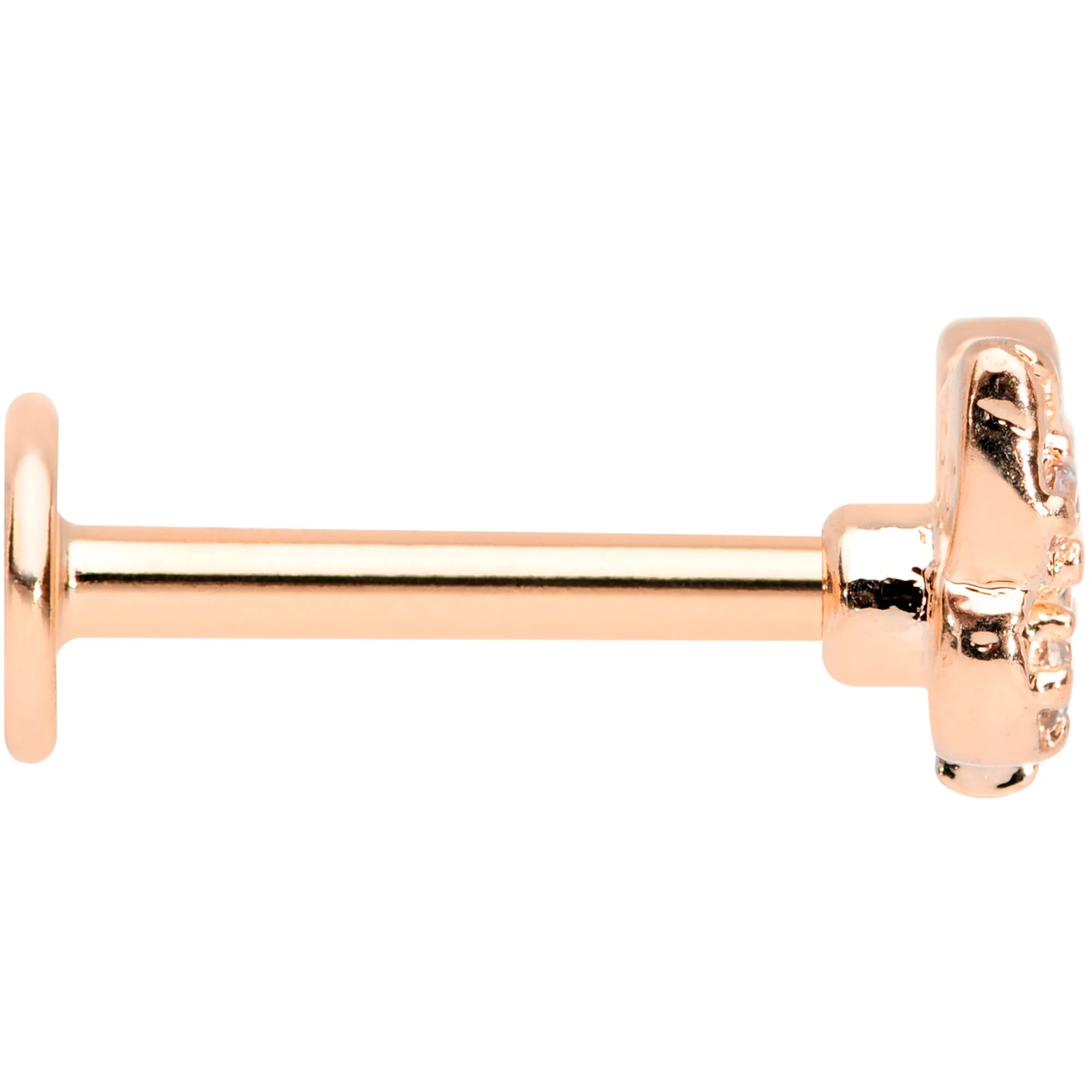 16 Gauge 5/16 Clear Gem Rose Gold Tone Butterfly Labret Monroe Tragus