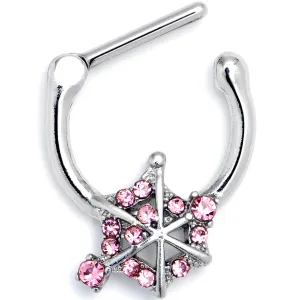 16 Gauge 5/16 Pink Gem Spiderweb Goth Cartilage Clicker