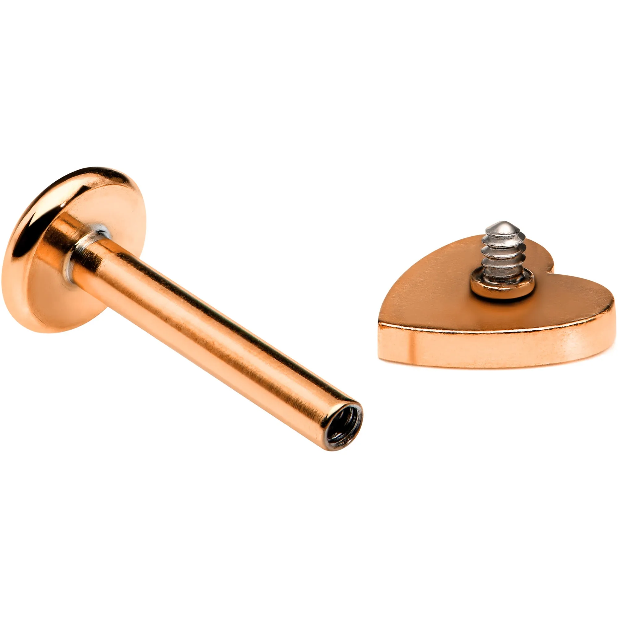 16 Gauge 5/16 Rose Gold Tone Simple Heart Internally Threaded Labret