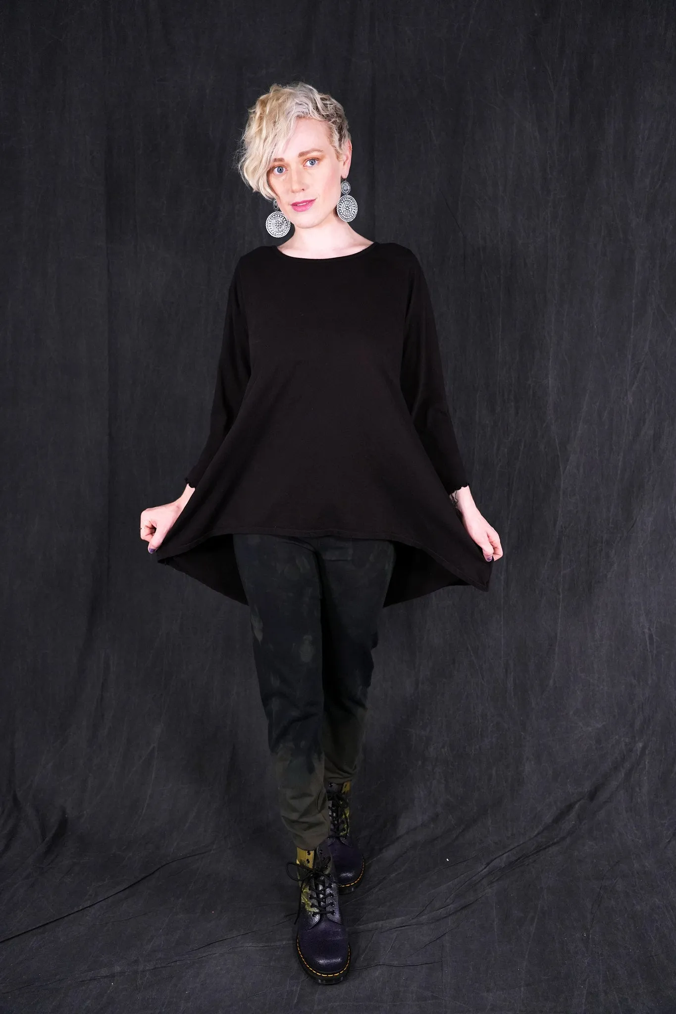 1603 Hi Low Organic Tunic Dark Chocolate L/S