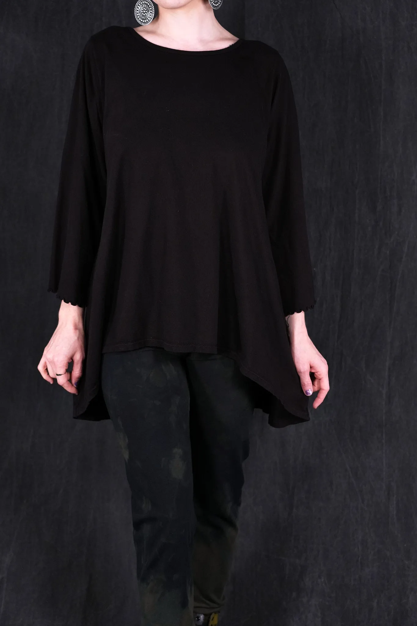 1603 Hi Low Organic Tunic Dark Chocolate L/S